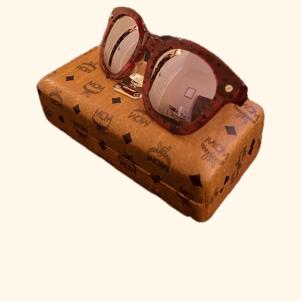 MCM Burgundy Sunglasses with Logo Case
